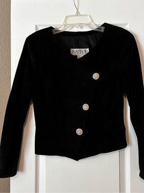 Black Women's suede Jacket with Decorative Buttons